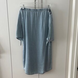 Blue Denim look off shoulder tunic dress